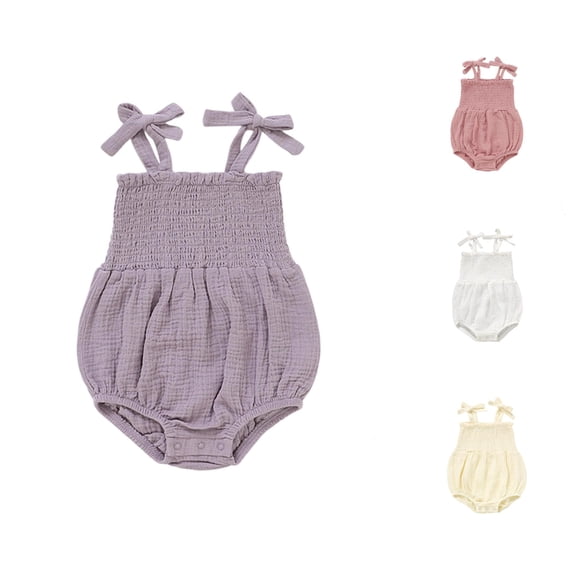 MEZZALL Child Gentle Knit Sleeper Bodysuit For Girls Lightweight Summer One-Pieces Romper For Babies Toddlers Solid Color Birthday Onesies