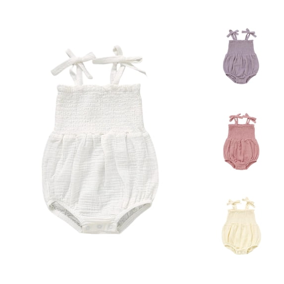 MEZZALL Child Gentle Knit Sleeper Bodysuit For Girls Lightweight Summer One-Pieces Romper For Babies Toddlers Solid Color Comfort Onesies