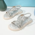 thumbnail image 1 of MEZZALL Child Girl Princess Sandals Rhinestone Slingback Sandals Elastic Ankle Strap Casual Bohemian Beach Shoes Comfort Adorable Casual Kids Everyday Solid Color Toddler Footwear, 1 of 7