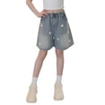 thumbnail image 1 of MEZZALL Child Girls Blue Solid Color Denim Shorts Star Print Summer Casual Bottoms Kids Breathable Bottoms, 1 of 6
