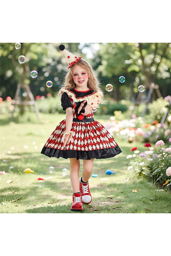 Child Girls Circus Stage Performance Outfit Sets Toddler Kids Dress Up For Carnival Theme Party Fashionable Short Sleeve Clothes Sets