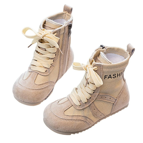 MEZZALL Child Girls Fashion Ankle Boots Lightweight Breathable Flat Sole Casual Outdoor Solid Color Shoes Autumn Everyday Wear Lovely Footwear