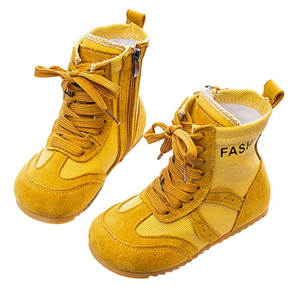 MEZZALL Child Girls Fashion Ankle Boots Lightweight Breathable Flat Sole Casual Outdoor Solid Color Shoes Autumn Everyday Wear Stylish Footwear