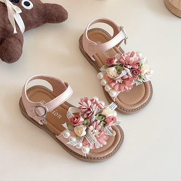 MEZZALL Child Girls Fashion Sandals With Bow Design Adjustable Straps Toddler Kids Casual Outdoor Spring Summer Fall Daily Holiday Casual Princess Shoes Solid Color Footwear