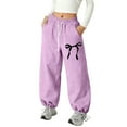 thumbnail image 1 of MEZZALL Child Girls Loose Fit Bow Tie Jogger Pants Lightweight Athletic Tapered Sweatpants With Drawstring Pockets Casual Comfort Playwear Soft Slacks, 1 of 4
