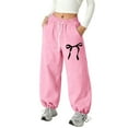 thumbnail image 1 of MEZZALL Child Girls Loose Fit Bow Tie Jogger Pants Lightweight Athletic Tapered Sweatpants With Drawstring Pockets Casual Comfort Playwear Stylish Slacks, 1 of 4