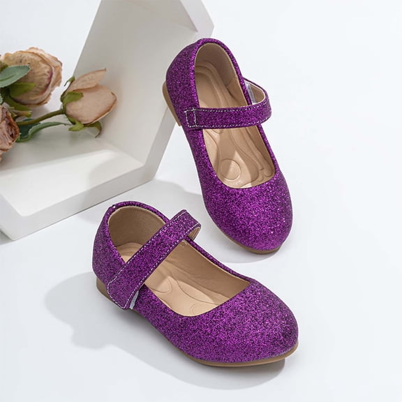 MEZZALL Child Girls Low Top Mary Jane For Casual Dressy Occasions Soft Sole Lightweight Sandals With Sparkling Classic Style Shoes For Young Girls Daily Adorable Casual Kids Solid Color Footwear