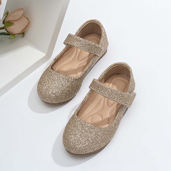 MEZZALL Child Girls Low Top Mary Jane For Casual Dressy Occasions Soft Sole Lightweight Sandals With Sparkling Classic Style Shoes For Young Girls Daily Fashion Leisure Kids Solid Color Footwear