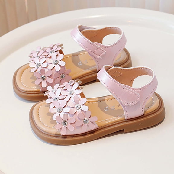 MEZZALL Child Girls Sandals Toddler Kids Comfortable Adjustable Hook And Loop Strap Casual Summer Outdoor Play Shoes Lightweight With Soft Sole Comfort Adorable Casual Princess Solid Color Footwear