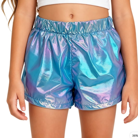 MEZZALL Child Girls Shorts For Stage Performance Dance Wear Glitter Shiny Metallic Bottom Party Festive Celebration Apparel Boho Active Summer Athletic Casual Fashion Running Bottoms