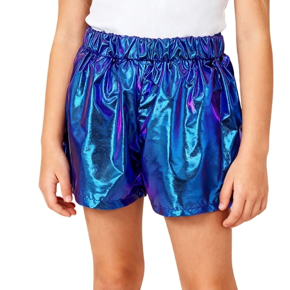 MEZZALL Child Girls Shorts For Stage Performance Dance Wear Glitter Shiny Metallic Bottom Party Festive Celebration Apparel Fashionable Active Summer Athletic Casual Fashion Running Bottoms