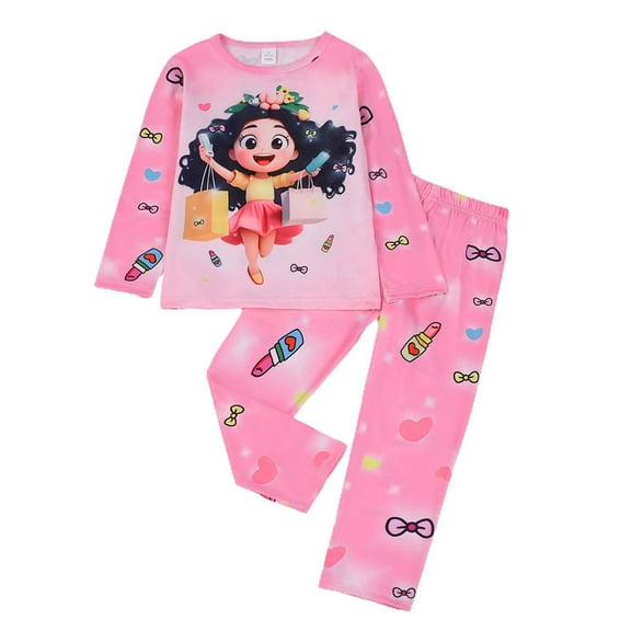 MEZZALL Child Glow In The Dark Kids Outfit Set Boys Girls Long Sleeve Tops And Pants Cute Cartoon Printed Outfit Sets Home Clothes Sets Soft Clothing