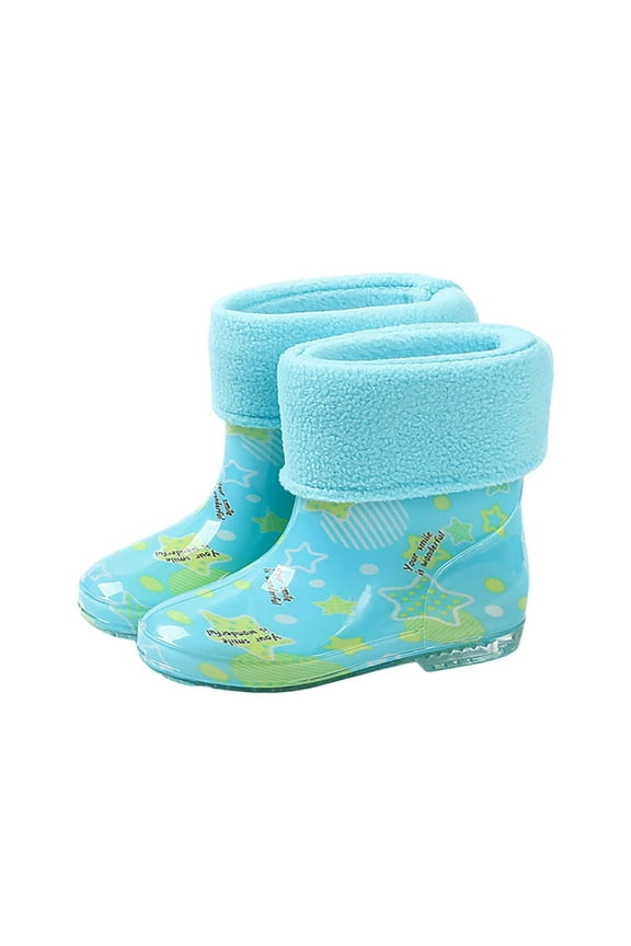 Child Kids Rain Boots Girls Winter Snow Boots With Warm Comfortable Rubber Booties Toddler Outdoor Solid Color Play Shoes Birthday Footwear