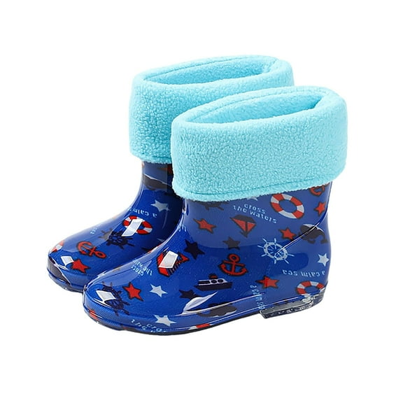MEZZALL Child Kids Rain Boots Girls Winter Snow Boots With Warm Comfortable Rubber Booties Toddler Outdoor Solid Color Play Shoes Cozy Footwear