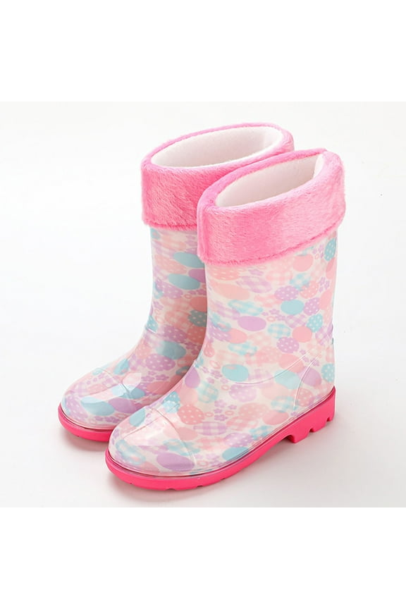 Child Kids Rain Boots Girls Winter Snow Boots With Warm Comfortable Rubber Booties Toddler Outdoor Solid Color Play Shoes Holiday Footwear