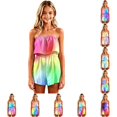 thumbnail image 1 of MEZZALL Child Kids Summer Strapless Short Jumpsuit Ruffle Overlay Gradient Sleeveless Off Shoulder Elastic Waist Loose Fit One-Piece Romper for Holiday Daily Wear Birthday Bodysuit, 1 of 4