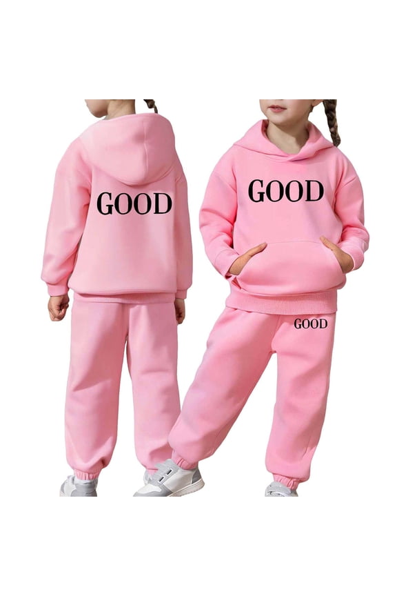 Child Outfits Sweatsuit Toddler Boys Girls Long Sleeve Solid Color Warm Hoodie Pullover Pants Kids Sweatshirt Sweatpants Clothes Sets Holiday Clothing