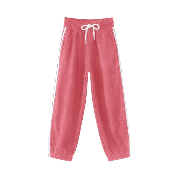 MEZZALL Child Pants Girls Corduroy Pants Winter Fuzzy Thick Casual Trousers Toddler Big Kids Soft Warm Elastic Waist Outdoor School Wear Comfort Durable Everyday Bottoms Cozy Slacks