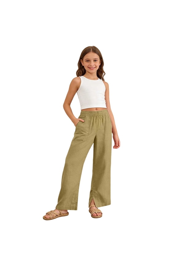 Child Pants Unisex Kids Casual Solid Color Pants For Girls Boys Comfortable Everyday Wear With Soft Breathable Easy Fit Knit Bottoms Kids Lovely Summer Trousers