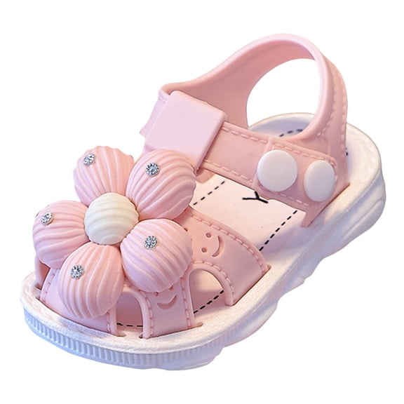 MEZZALL Child Shoes Comfortable Soft Sole Sandals Fashionable Flower Beach Seaside Bow Sandals Cozy Footwear, Pink, 18-24 Months