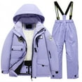 thumbnail image 1 of MEZZALL Child Ski Suit Pocket Jacket And Pants Winter Windbroof Snowboarding Unisex Kids Winter Warm Snow Suits Comfort Toddler Dailywear, Purple, 12-14 Years, 1 of 5