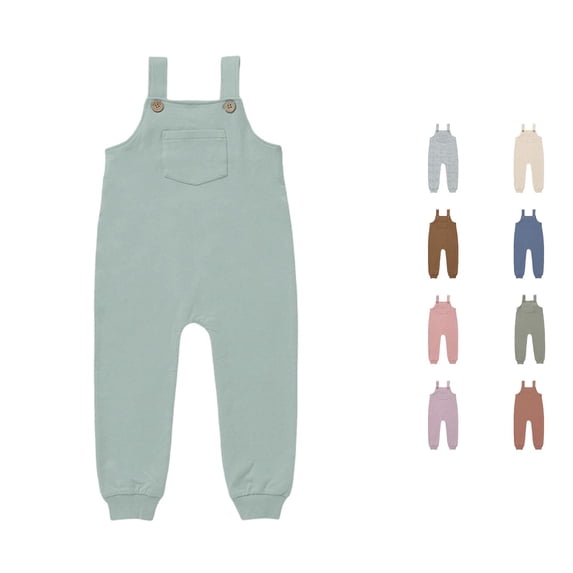MEZZALL Child Toddler Girls Denim Overall Long Pants Suspender Jumpsuit Casual Square Collar With Pockets Solid Color Leisure Bodysuit