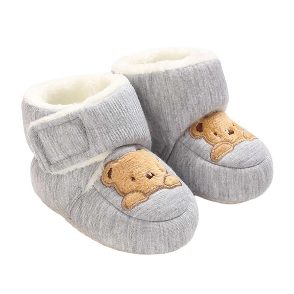 MEZZALL Child Winter Baby Outdoor Shoes Solid Color Plush Warm Anti- Rubber Sole For Learning To Walk Soft Soled Boots Boys Girls Soft Footwear