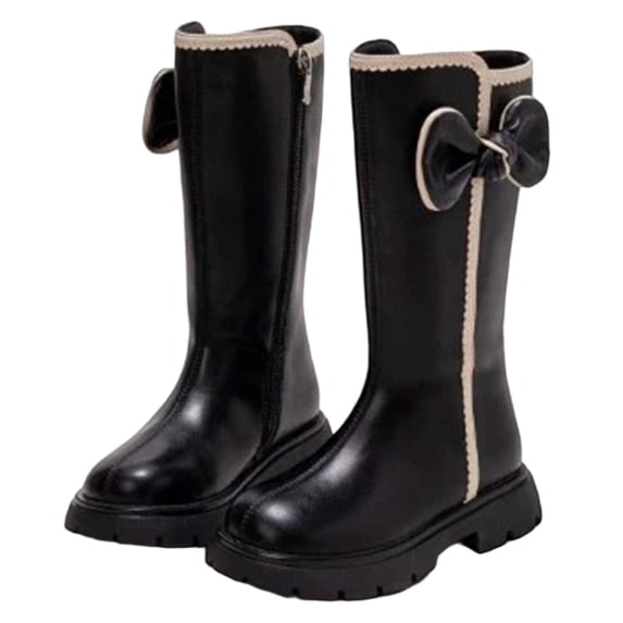 MEZZALL Child Winter Girls Knee High Boots Fashionable With Comfortable Fit And Durable Sole Design Stylish Outdoor Solid Color Shoes