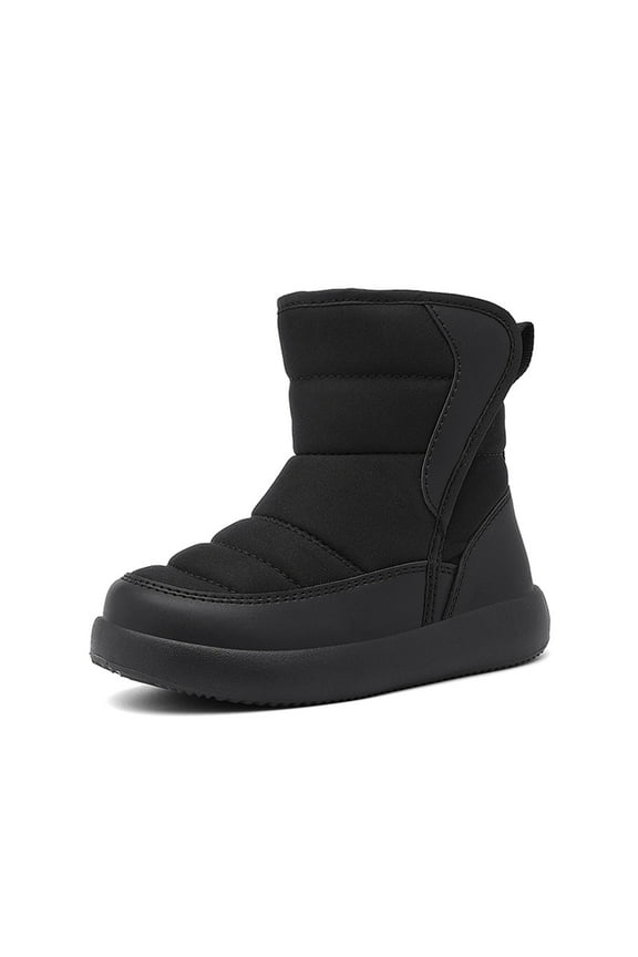 Child Winter Solid Color Snow Boots For Boys Girls Non- Warm Boots With Wool Thickening Versatile Toddler Shoes, Black, 7-8 Years