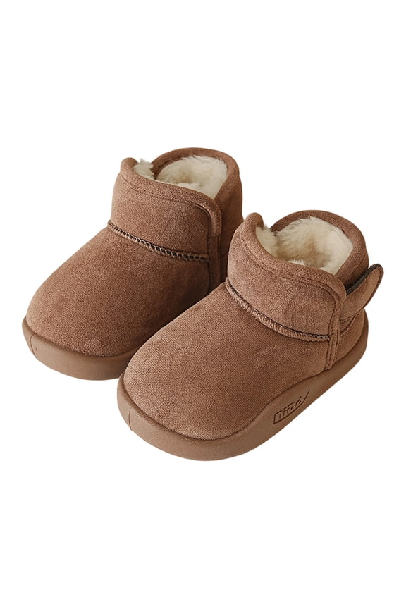 Child Winter Warm Snow Boots Girls Boys Outdoor Solid Color Cold Weather Plush Ankle Booties 15 Months To 6 Years Old Birthday Shoes