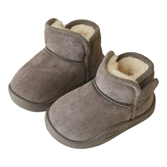 MEZZALL Child Winter Warm Snow Boots Girls Boys Outdoor Solid Color Cold Weather Plush Ankle Booties 15 Months To 6 Years Old Classic Shoes