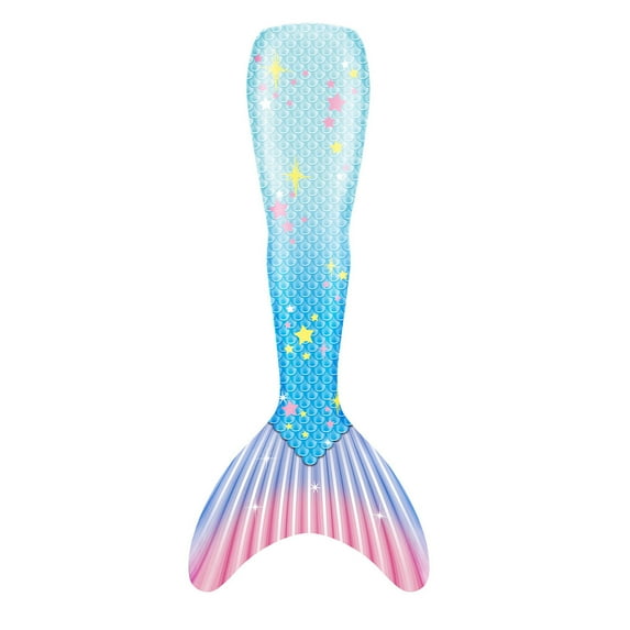 MEZZALL Children 2025 Spring/Summer Fish Tail Swimsuit Vacation Hawaii Beachwear, Light Blue, 6-7 Years