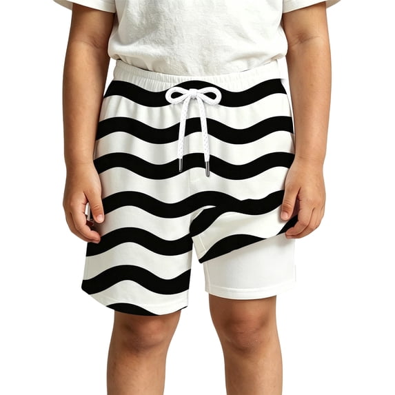 MEZZALL Children Boys Swimming Bottoms Swimwear Layer Swim Trunks With Wave Print And Pockets For Youth Lightweight Beach Shorts Fashionable Swimwear