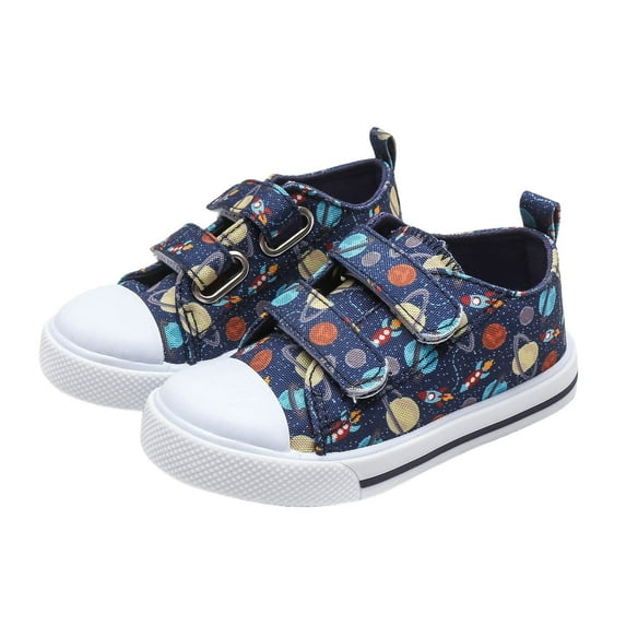MEZZALL Child Fashion Spring Fall Low Tops Trend Sneakers Princess Shoes Girls Buckle Casual Board Shoes Stylish Toddler Footwear, Dark Blue, 4.5-5 Years