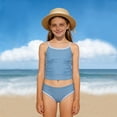 thumbnail image 1 of MEZZALL Children Girls Solid Color Tankini Swimsuit Two Piece With Contrast Binding Trim Swimming And Beach Play Set Relaxed Fit Summer Beachwear, 1 of 3