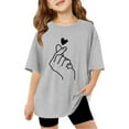 thumbnail image 1 of MEZZALL Children Kids Girls T-Shirt Short Sleeve Tshirts Summer Oversized Tops Casual Crewneck Basic Tees, Grey, 11-12, 1 of 6
