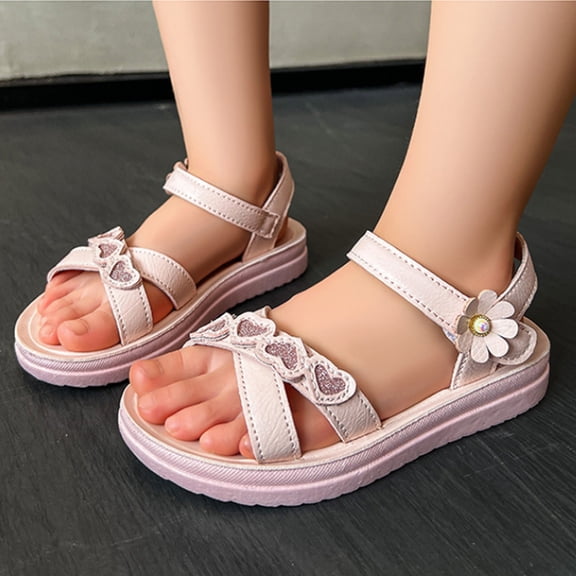 MEZZALL Children Sandals 2026 Summer New Fashionable Western Shoes Soft Soled Beach Shoes Girls Sandals Daily Holiday Casual Kids Princess Solid Color Toddler Footwear