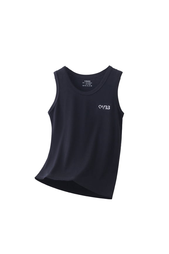Children Summer Lightweight Plain Colored Round Neck Sleeveless Lyocell Pullover Leisure Toddler Blouses Tops