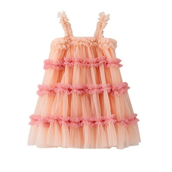 MEZZALL Children Summer Sleeveless Fairy Dress Summer Colorful Spaghetti Sundress Stylish, 4-5 Years