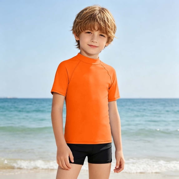 MEZZALL Children Swimsuit Boys Lightweight Swim Shirt For Beach Pool Rash Guard Tops For Junior Comfort Lovely Summer Solid ColorBeachwear