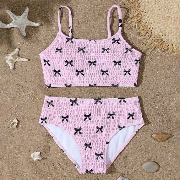 MEZZALL Children Swimsuit Girls Floral Print Swimwear Two Piece Cute Ruffle Bikini For Beach Pool Summer Swim Vacation Bathing Suit Beachwear