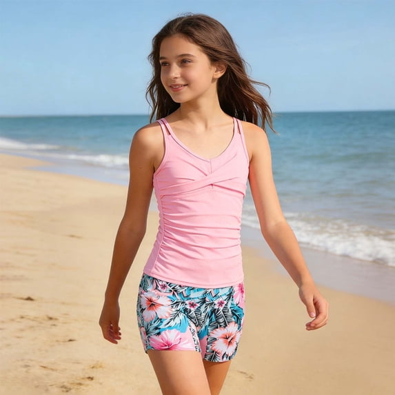 MEZZALL Children Swimsuit Girls One-Pieces Monokini Swim Kids Leaf Printed Beachwear Sunny Summer Swimwear Suits Snorkel Theme Cozy Bathing Suit