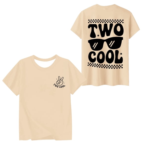 MEZZALL Children T-Shirt Fashionable Casual Letter Round Neck Short Sleeved Tops Holiday Toddler Blouses Clothing