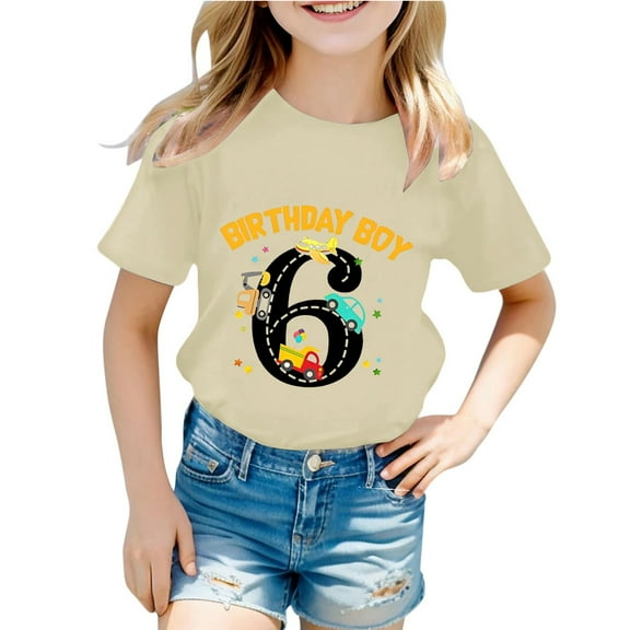 MEZZALL Children T-Shirts Fashionable Casual Letter Number Printed Round Neck Short Sleeved T Shirt Tops Fashionable Streetwear