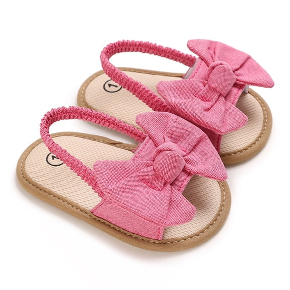 MEZZALL Children Toddler Baby Girls Solid Color Bow Beach Shoes Sandals Prewalker Footwear Soft / 9-12 Months