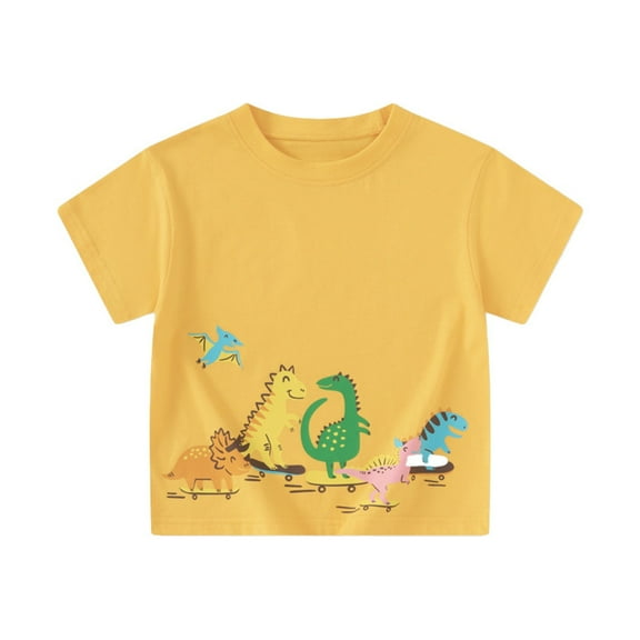 MEZZALL Children Toddler T-Shirt Fashion Cartoon Dinosaur Print Cute Short Sleeve Round Neck Tshirt Tee Tops Relaxed Fit Baby Wear