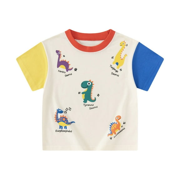 MEZZALL Children Toddler T-Shirt Fashion Cartoon Dinosaur Print Cute Short Sleeve Round Neck Tshirt Tee Tops Soft Baby Wear