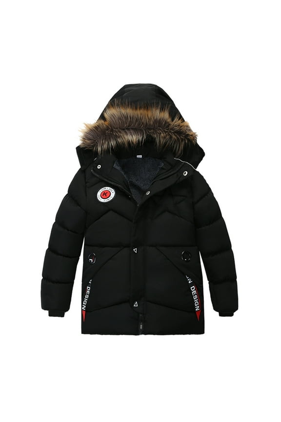 Children Winter Boy Jacket Coats Hooded Coats Fashion Kids Warm Clothes Jacket Boys Coats Long Sleeve Solid Color Classic Child Outwear