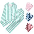 thumbnail image 1 of MEZZALL Children's Casual Striped Printed Button Down Lapel Long Sleeve Shirts Tops And Pants Pajamas Sets Fashionable Sleepwear, 1 of 4