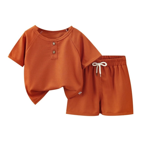 MEZZALL Children's Fashion Solid Color Short Sleeved + Shorts 2PCS Suit Outfits Sets With Pockets For 2 9 Years Old 5Y Soft Baby Wear